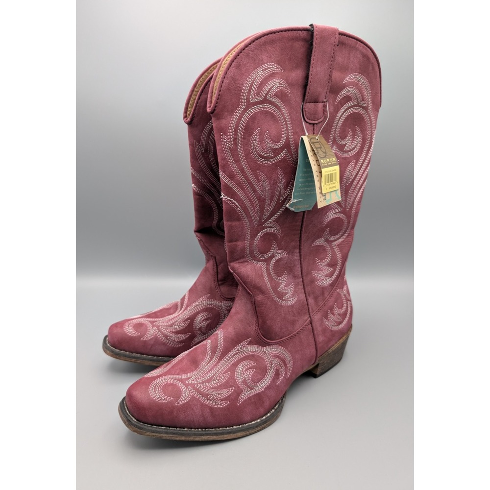 Roper Women's Riley Western Boots Size 9 Plum 09-021-1566-2026 Cowgirl